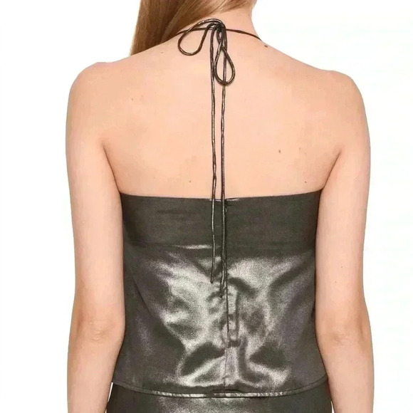 WAYF XJourdan Sloane Selena Metallic Babydoll Halter Top - Picture 6 of 8